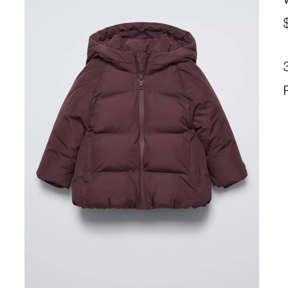 Zara Kids Puffer Jacket in Deep Plum